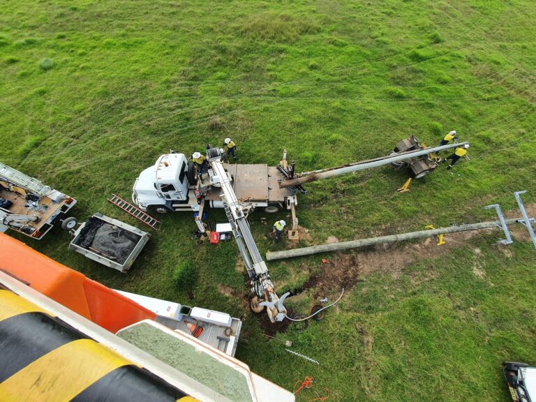 looking down from the power lines